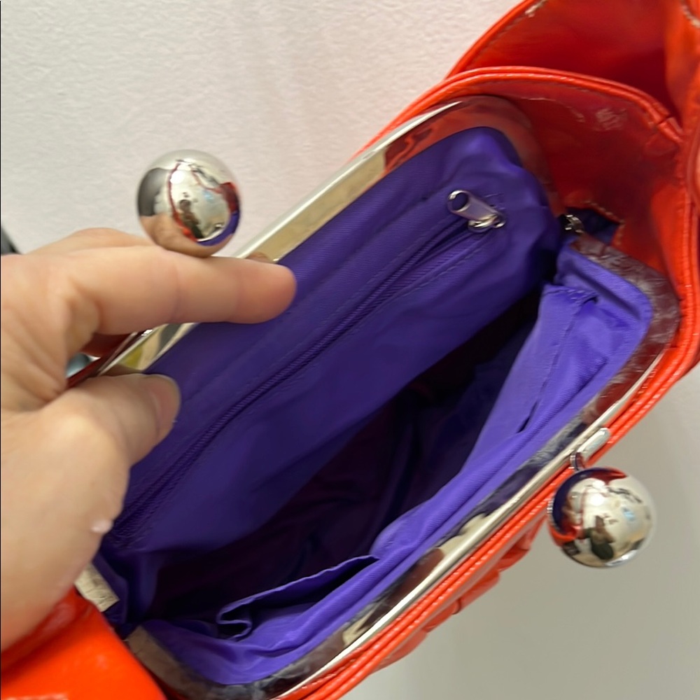 Kiss lock Elegant Orange Bow Clasp Bag - Picture 2 of 9